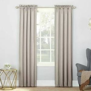 NEW!! (2) Riku 95" Sun Zero Beige Lined Curtains